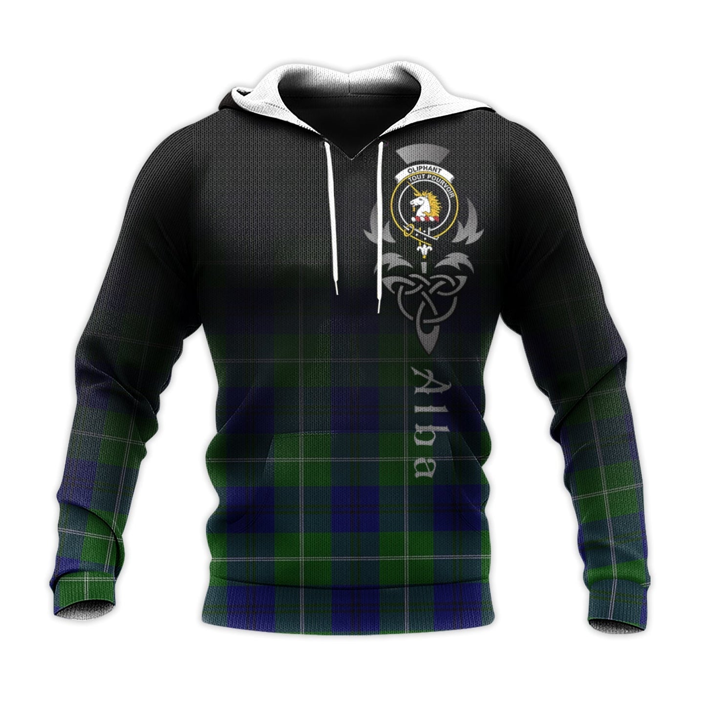 Printivon Oliphant Modern Tartan Crest Alba Celtic Hoodie