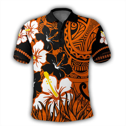 Hawaii Polo Shirt - Black Noon Hibiscus Polo Shirt - AH