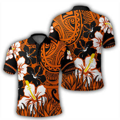 Hawaii Polo Shirt - Black Noon Hibiscus Polo Shirt - AH