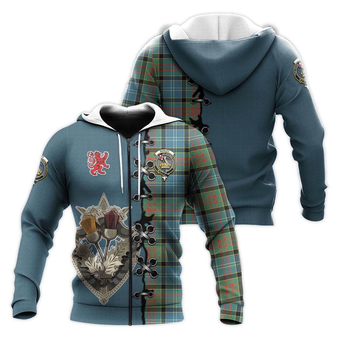 Printivon Paisley Tartan Hoodie Lion Rampant And Celtic Thistle Style