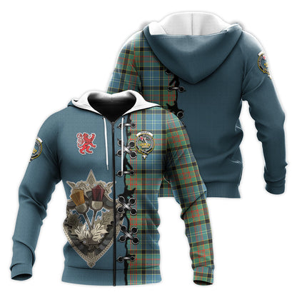 Printivon Paisley Tartan Hoodie Lion Rampant And Celtic Thistle Style
