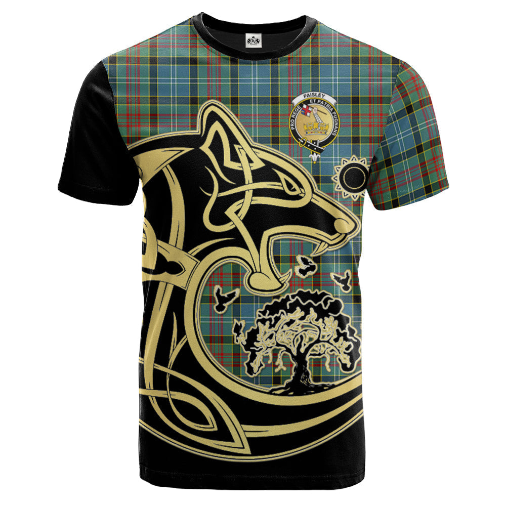 Printivon Paisley Crest Celtic Wolf Tartan T Shirt Custom Your Text