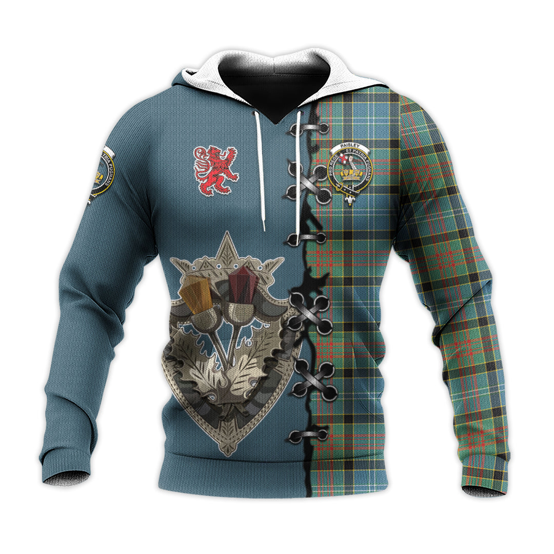 Printivon Paisley Tartan Hoodie Lion Rampant And Celtic Thistle Style