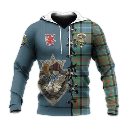 Printivon Paisley Tartan Hoodie Lion Rampant And Celtic Thistle Style