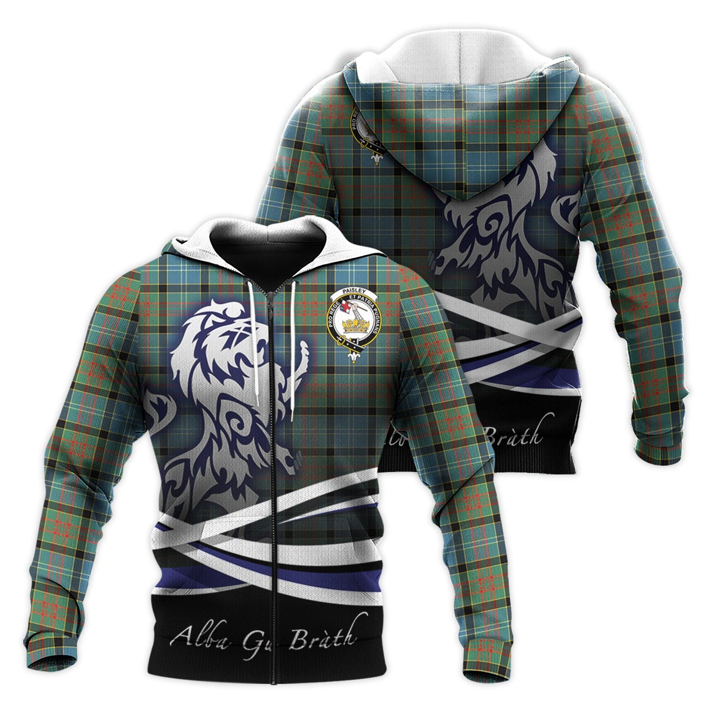 Printivon Paisley Tartan Scottish Lion Hoodie