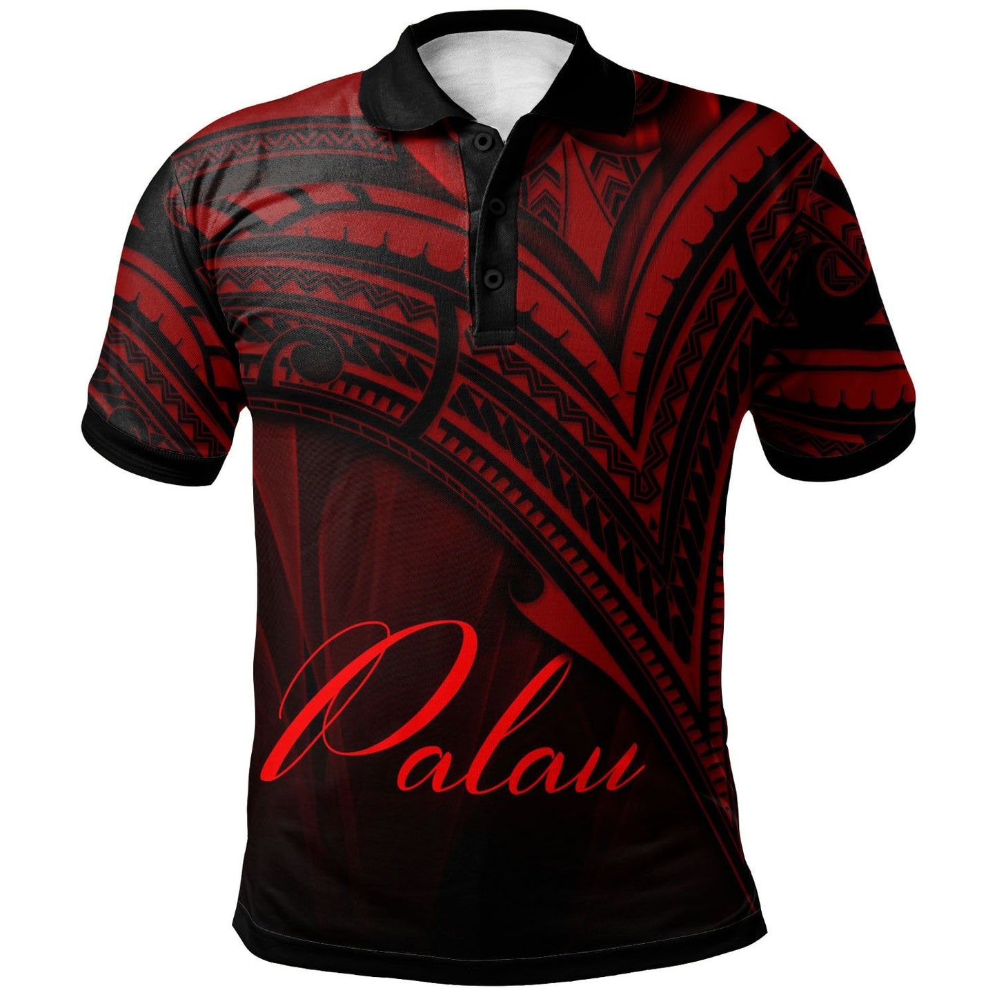 Palau Polo Shirt - Red Color Cross Style
