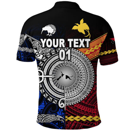Custom Personalised New Zealand Maori Aotearoa Papua New Guinea Polynesian Together Polo Shirt - Blue