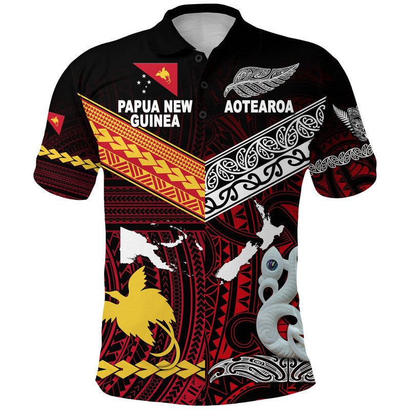 Custom Personalised New Zealand Maori Aotearoa Papua New Guinea Polynesian Together Polo Shirt - Red