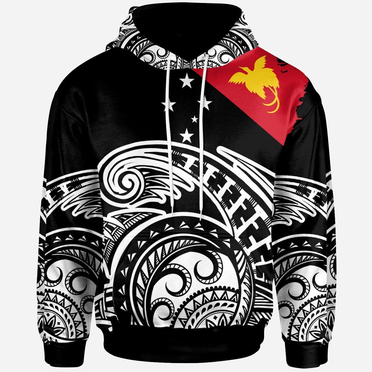 Papua New Guinea Hoodie Ethnic Style With Round Black White Pattern