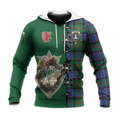 Printivon Paterson Tartan Hoodie Lion Rampant And Celtic Thistle Style