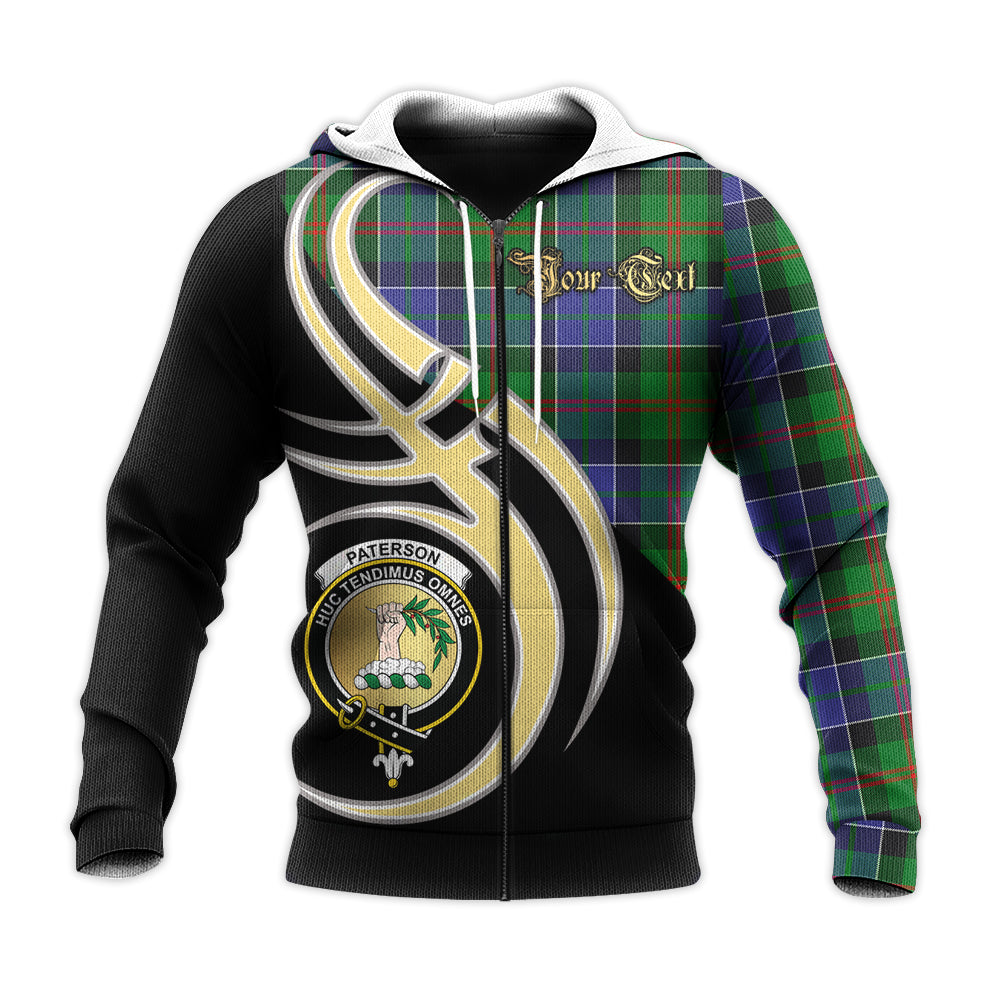 Printivon Paterson Clan Believe In Me Crest Tartan Knitted Hoodie Custom Your Text