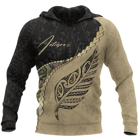 Maori Silver Fern Hoodie, Paua Shell Pullover Hoodie Signature