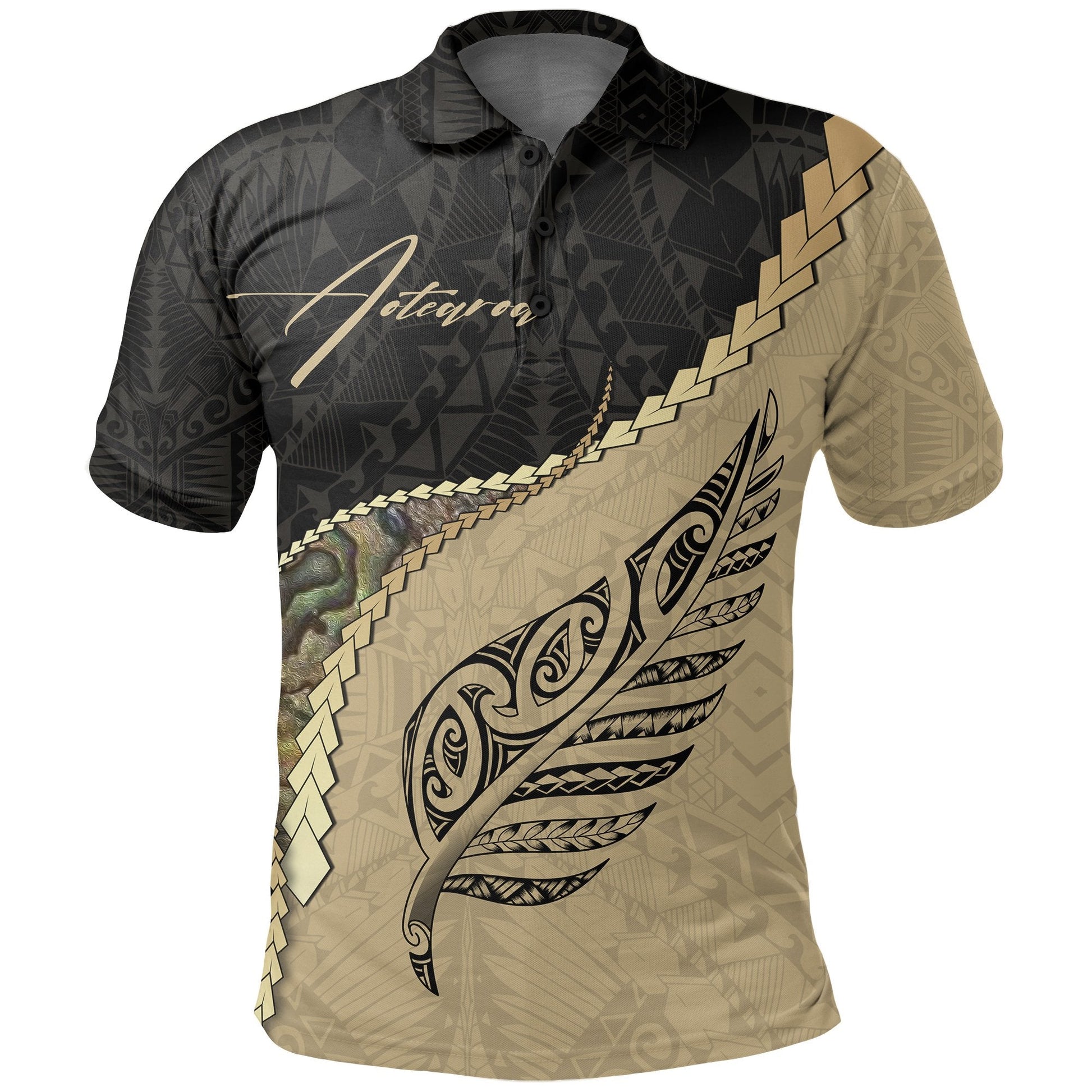 New Zealand Maori Silver Fern Polo Shirt, Paua Shell Golf Shirts - Signatrue