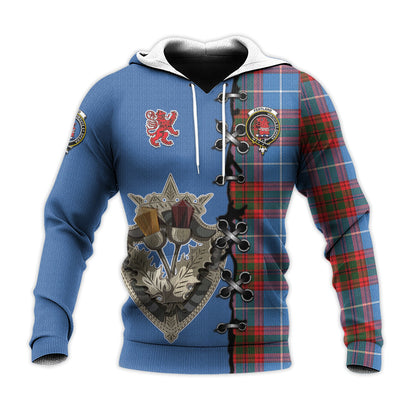 Printivon Pentland Tartan Hoodie Lion Rampant And Celtic Thistle Style