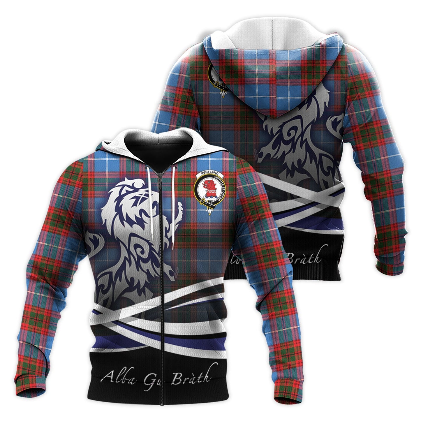 Printivon Pentland Tartan Scottish Lion Hoodie