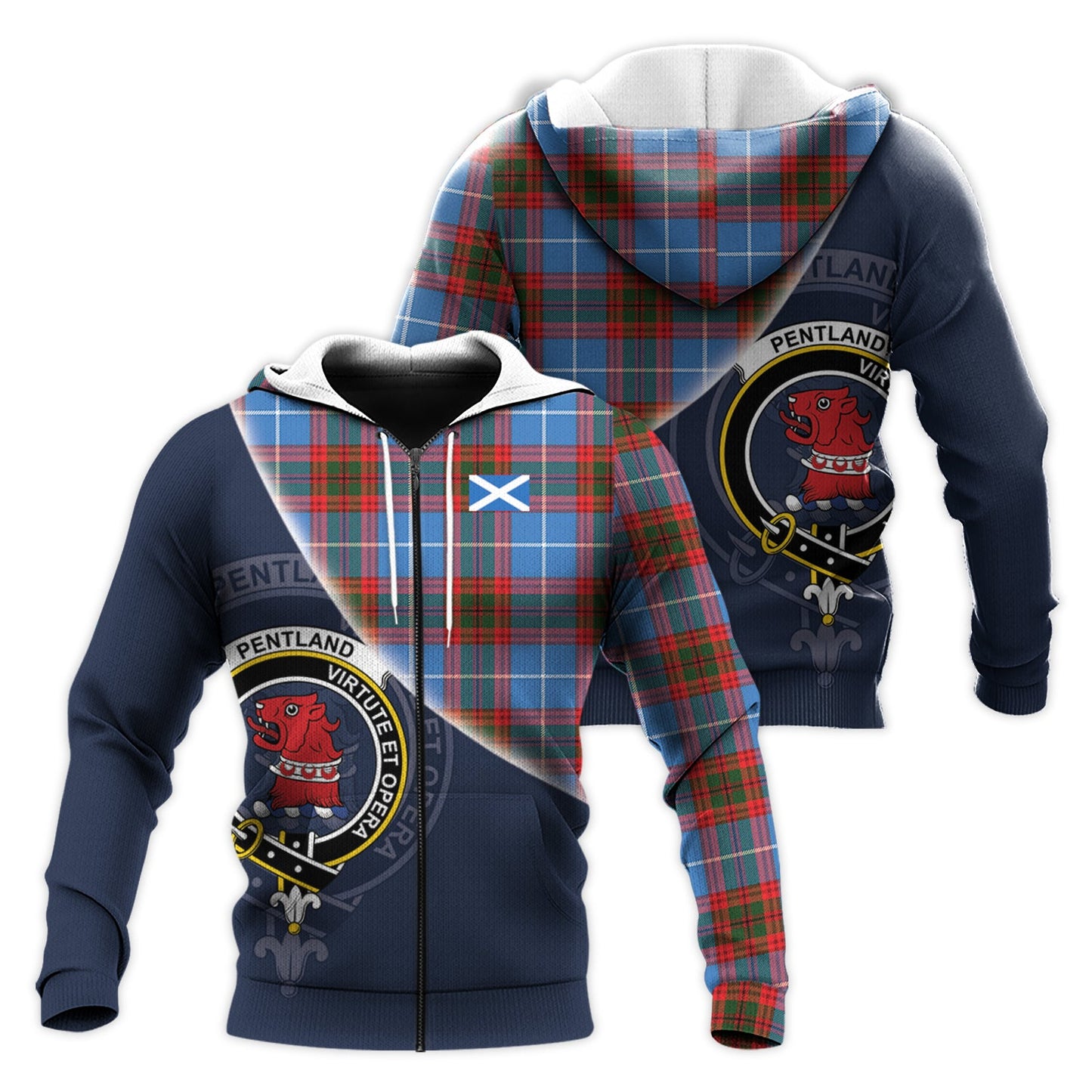 Printivon Pentland Tartan Scottish Crest Hoodie