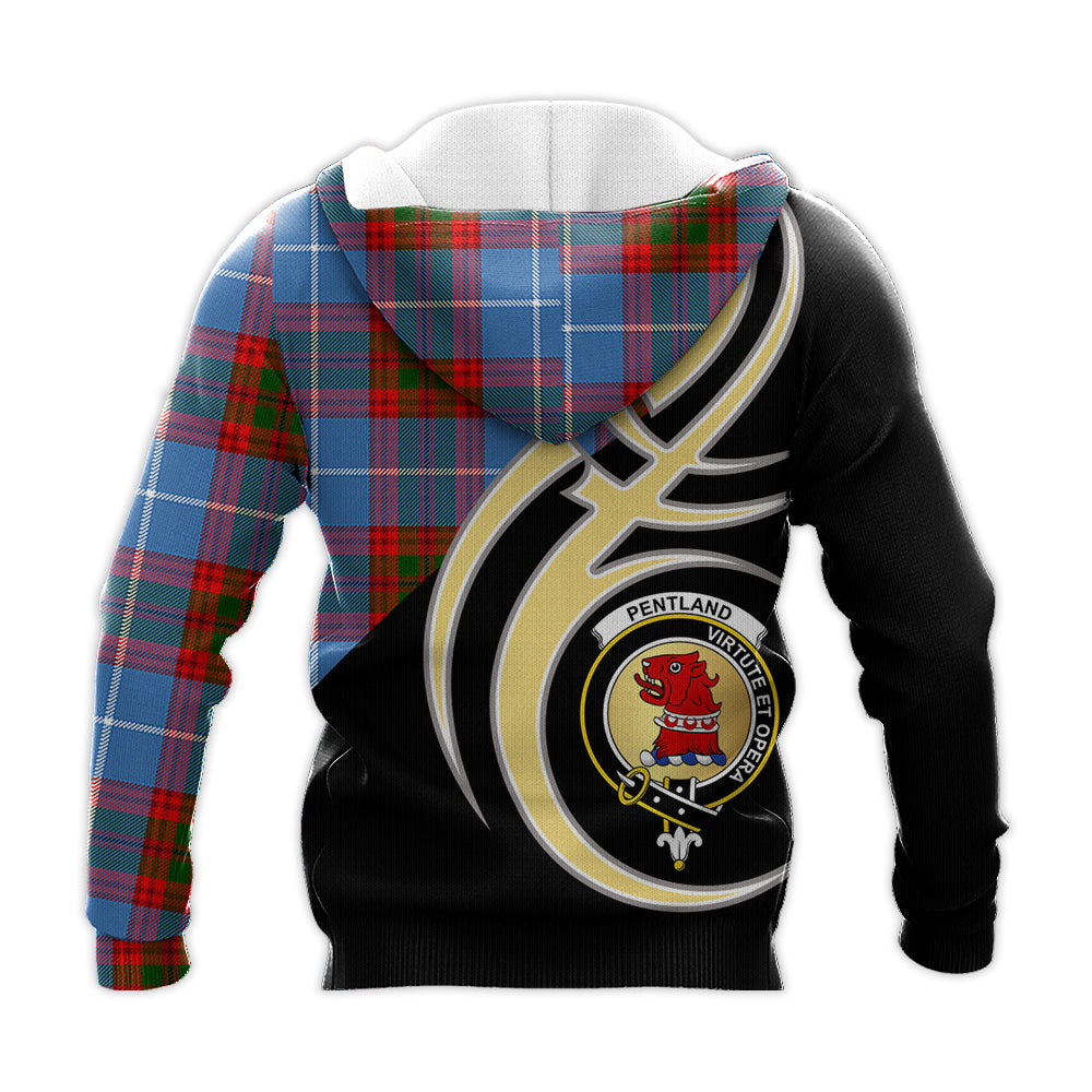 Printivon Pentland Clan Believe In Me Crest Tartan Knitted Hoodie Custom Your Text
