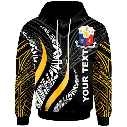 Custom Text Philippines Custom Personalised Hoodie Philippine Strong Fire Pattern Gold