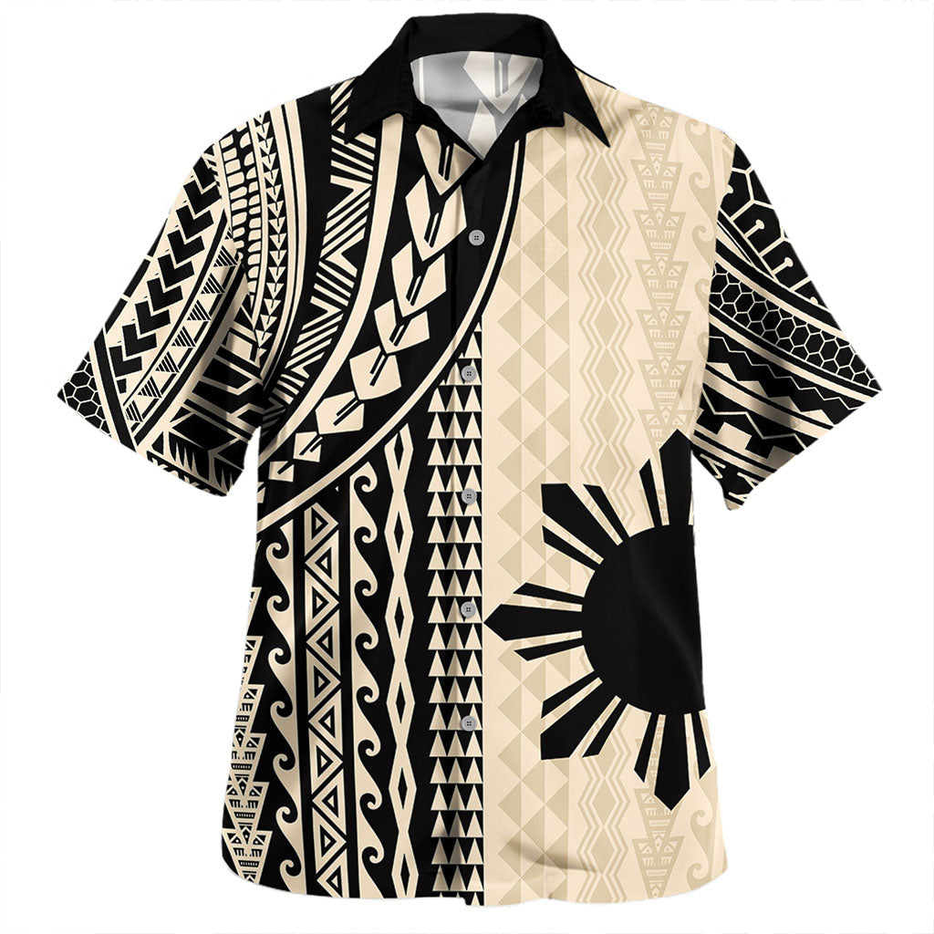 Philippines Filipinos Hawaiian Shirt Polynesian Tattoo Printed Yellow Short Sleeve Shirt