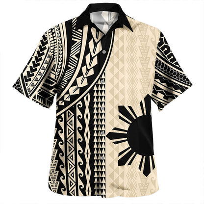 Philippines Filipinos Hawaiian Shirt Polynesian Tattoo Printed Yellow Short Sleeve Shirt