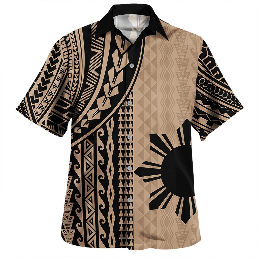 Philippines Filipinos Hawaiian Shirt Polynesian Tattoo Printed Gold Short Sleeve Shirt