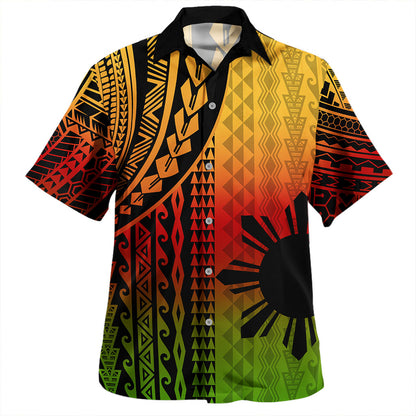 Philippines Filipinos Hawaiian Shirt Polynesian Tattoo Printed Reggae Short Sleeve Shirt