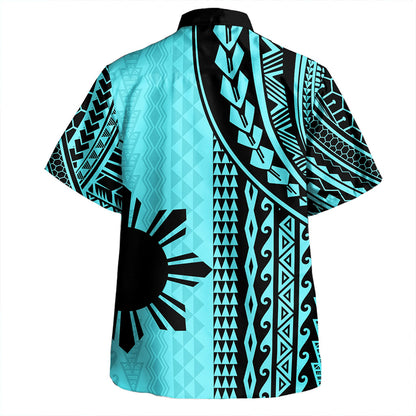 Philippines Filipinos Hawaiian Shirt Polynesian Tattoo Printed Blue Short Sleeve Shirt