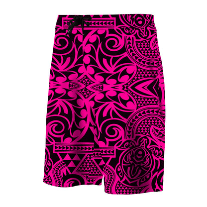 Hawaii Polynesian Tribal Turtle Board Shorts Pink
