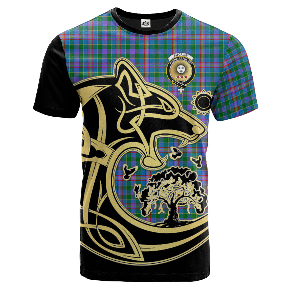 Printivon Pitcairn Hunting Crest Celtic Wolf Tartan T Shirt Custom Your Text