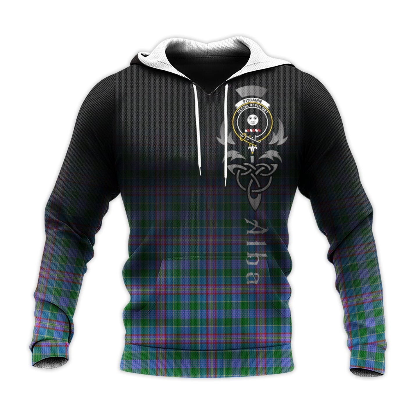 Printivon Pitcairn Hunting Tartan Crest Alba Celtic Hoodie
