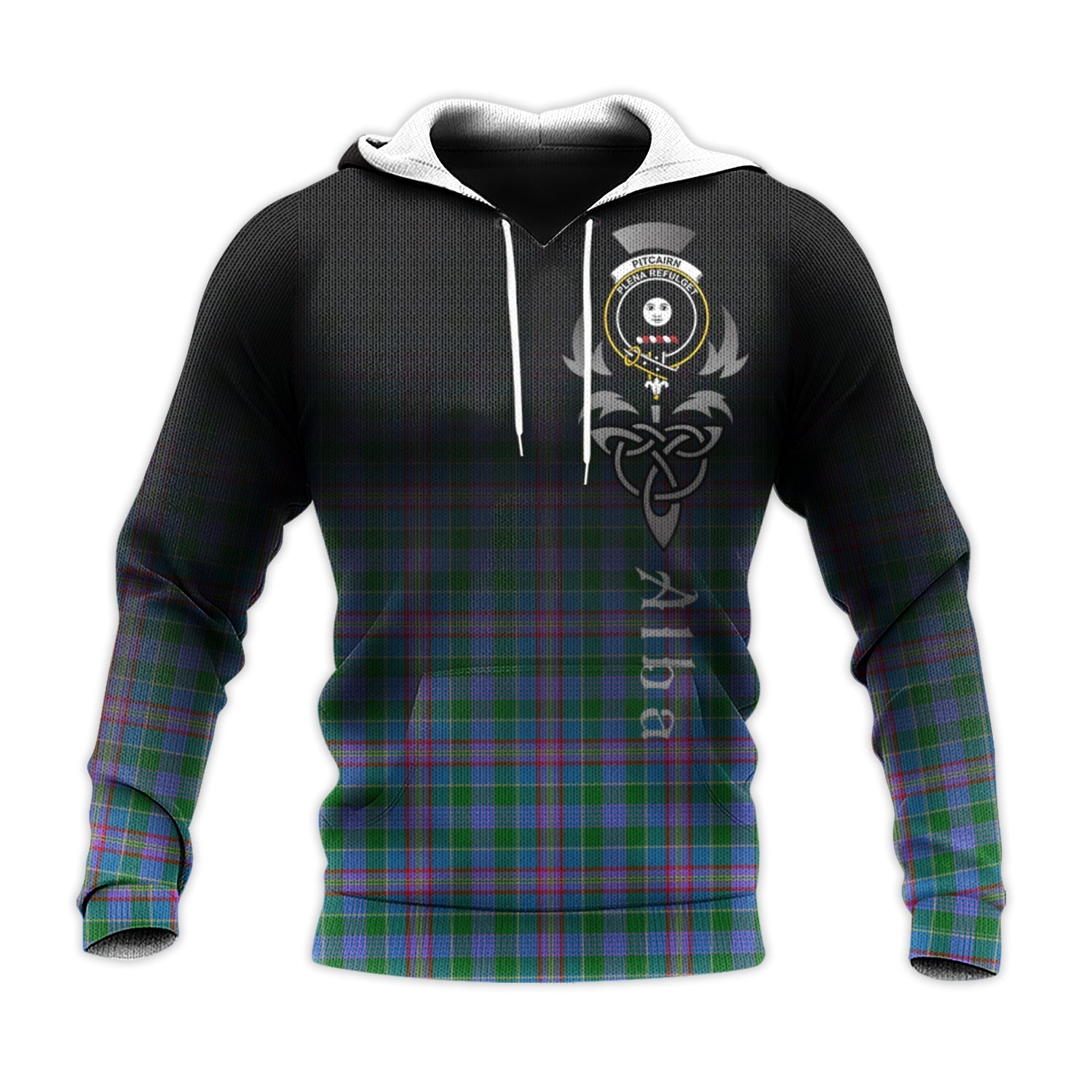 Printivon Pitcairn Hunting Tartan Crest Alba Celtic Hoodie