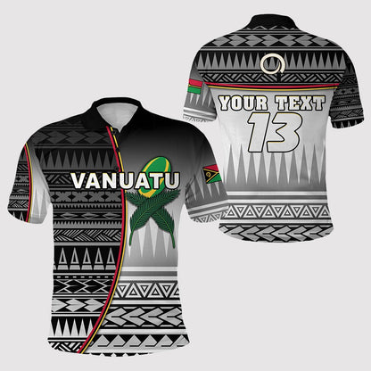 Custom Personalised Vanuatu Rugby Polo Shirt Impressive Version Black - Custom Text and Number