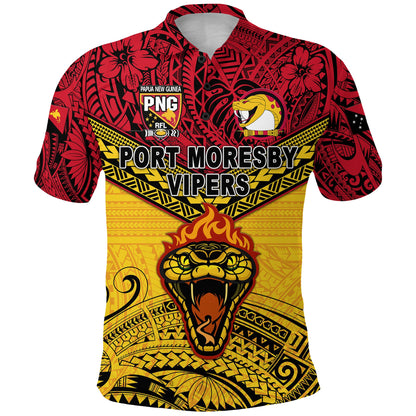 Custom Personalised Papua New Guinea Port Moresby Vipers Polo Shirt Rugby Original Style - Red, Custom Text And Number