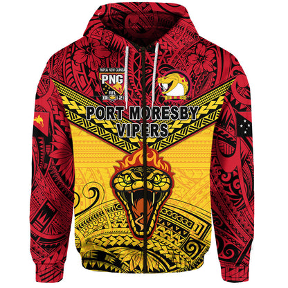 Papua New Guinea Port Moresby Vipers Zip Hoodie Rugby Original Style Red
