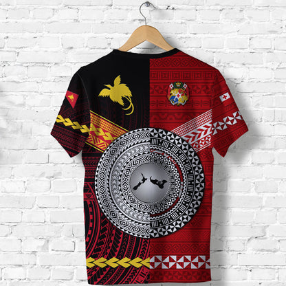 Papua New Guinea And Tonga T Shirt Polynesian Together - Red
