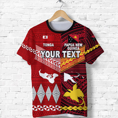Custom Personalised Papua New Guinea And Tonga T Shirt Polynesian Together - Bright Red
