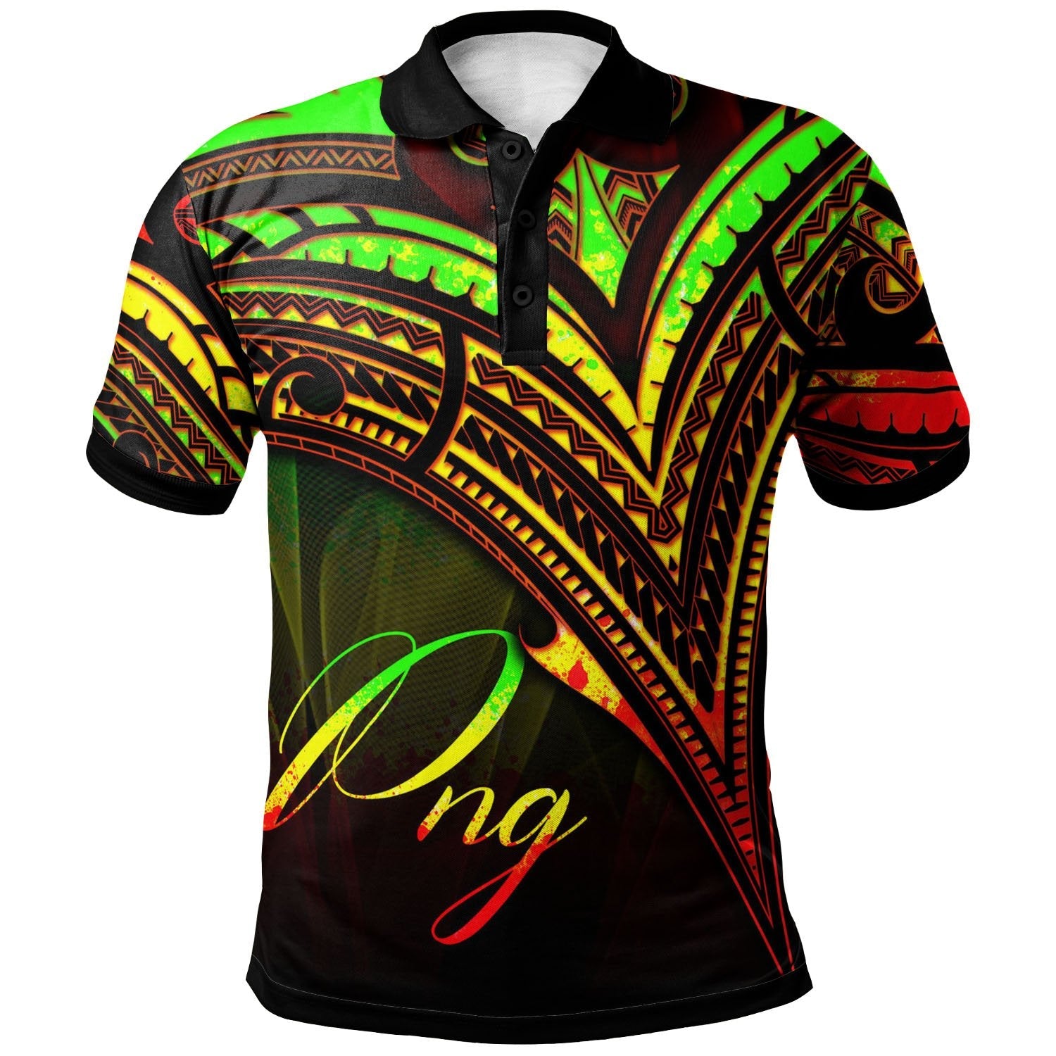 Papua New Guinea Polo Shirt - Reggae Color Cross Style