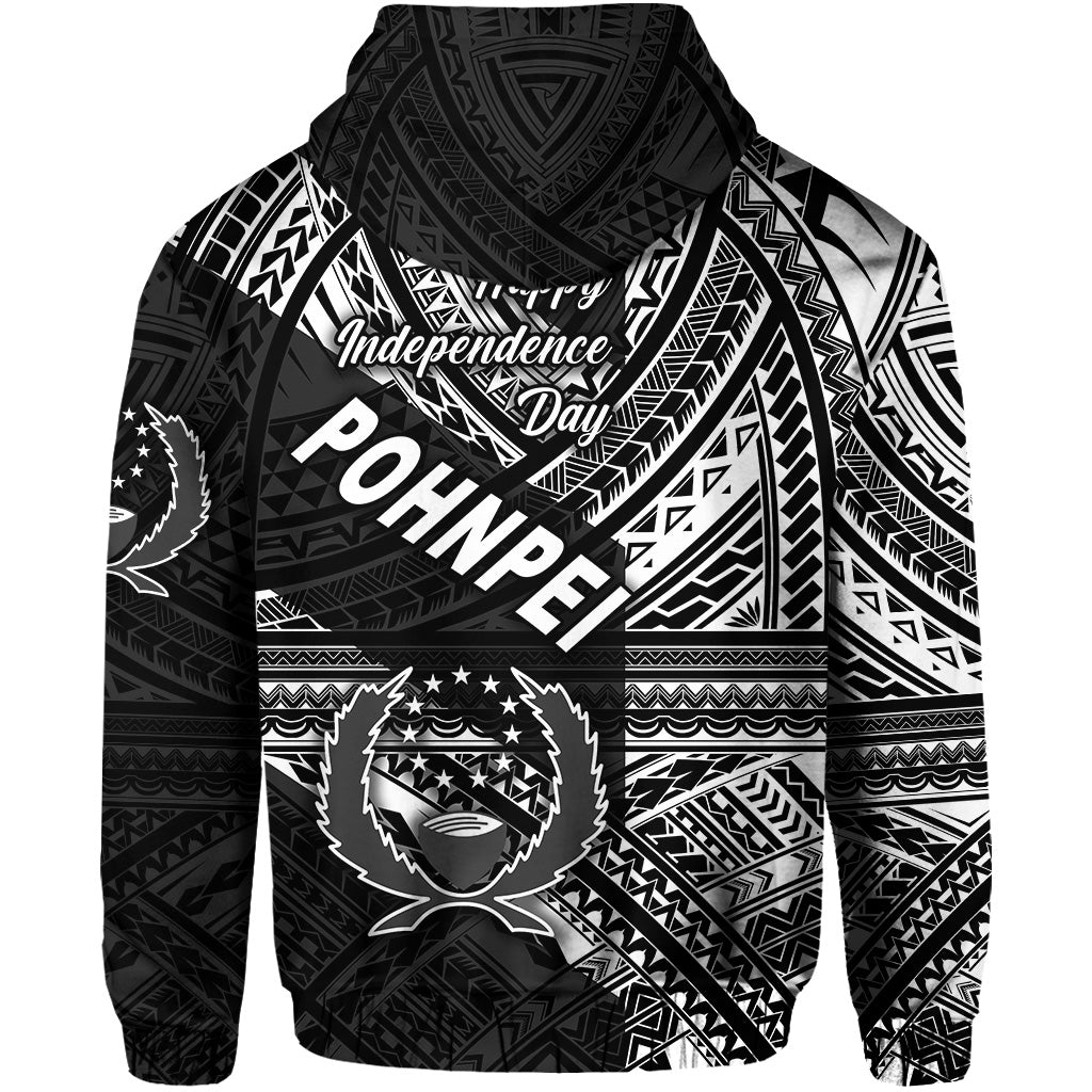 FSM Pohnpei Zip Hoodie Happy Independence Day Original Vibes Black