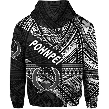 FSM Pohnpei Zip Hoodie Happy Independence Day Original Vibes Black