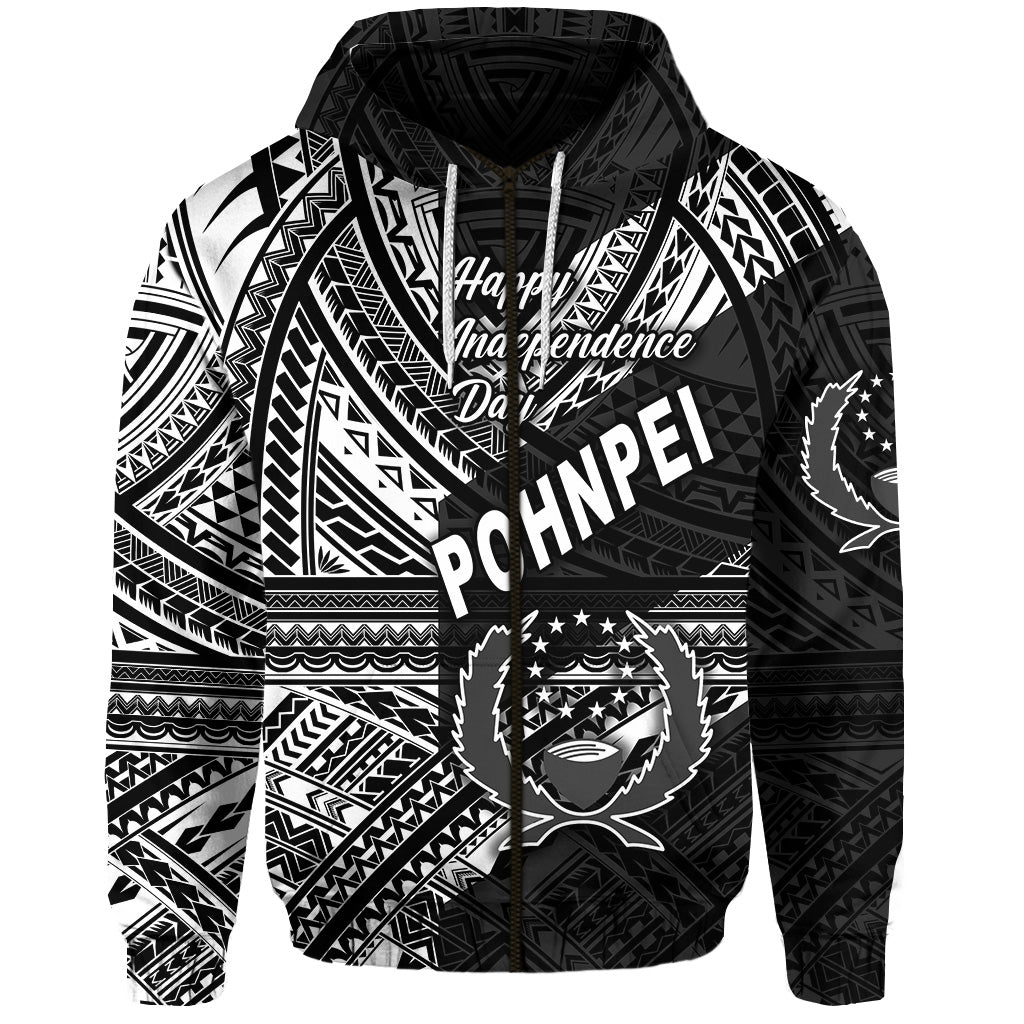 ( Personalised) FSM Pohnpei Zip Hoodie Happy Independence Day Original Vibes Black