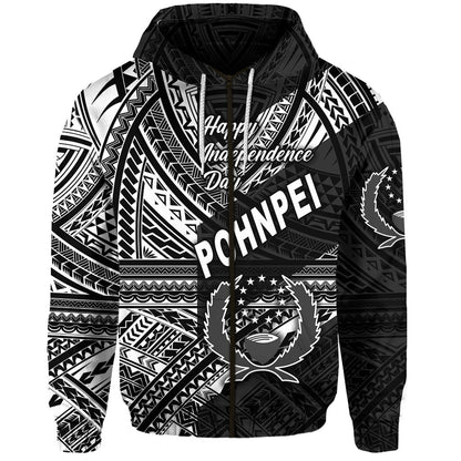 ( Personalised) FSM Pohnpei Zip Hoodie Happy Independence Day Original Vibes Black