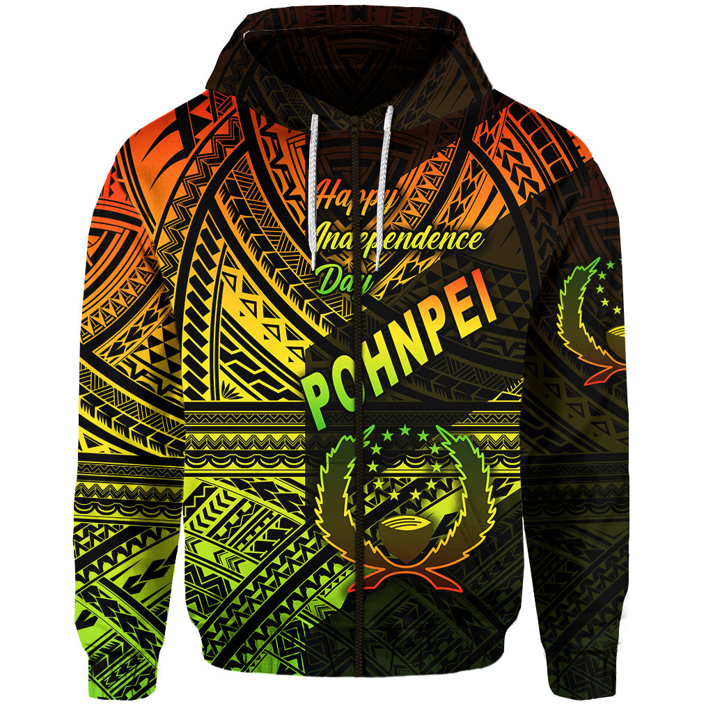 ( Personalised) FSM Pohnpei Zip Hoodie Happy Independence Day Original Vibes Reggae