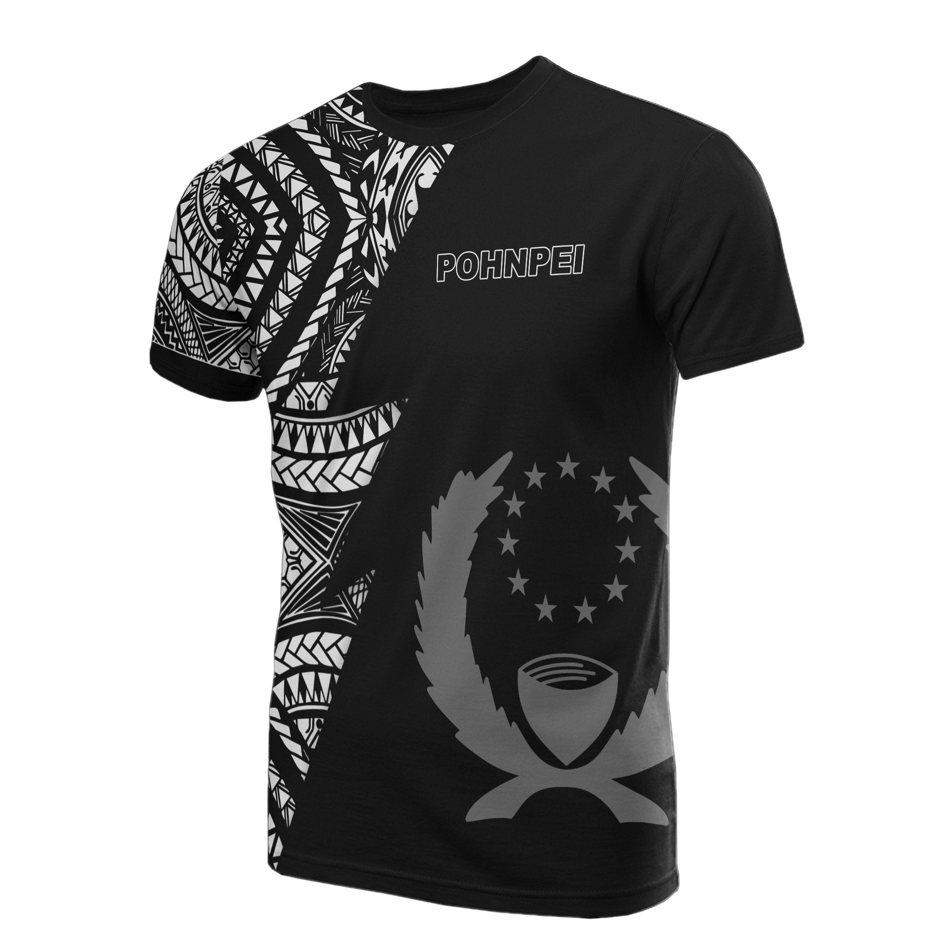 Pohnpei Pattern T Shirt Pohnpei Flag Polynesian Tattoo Black Style
