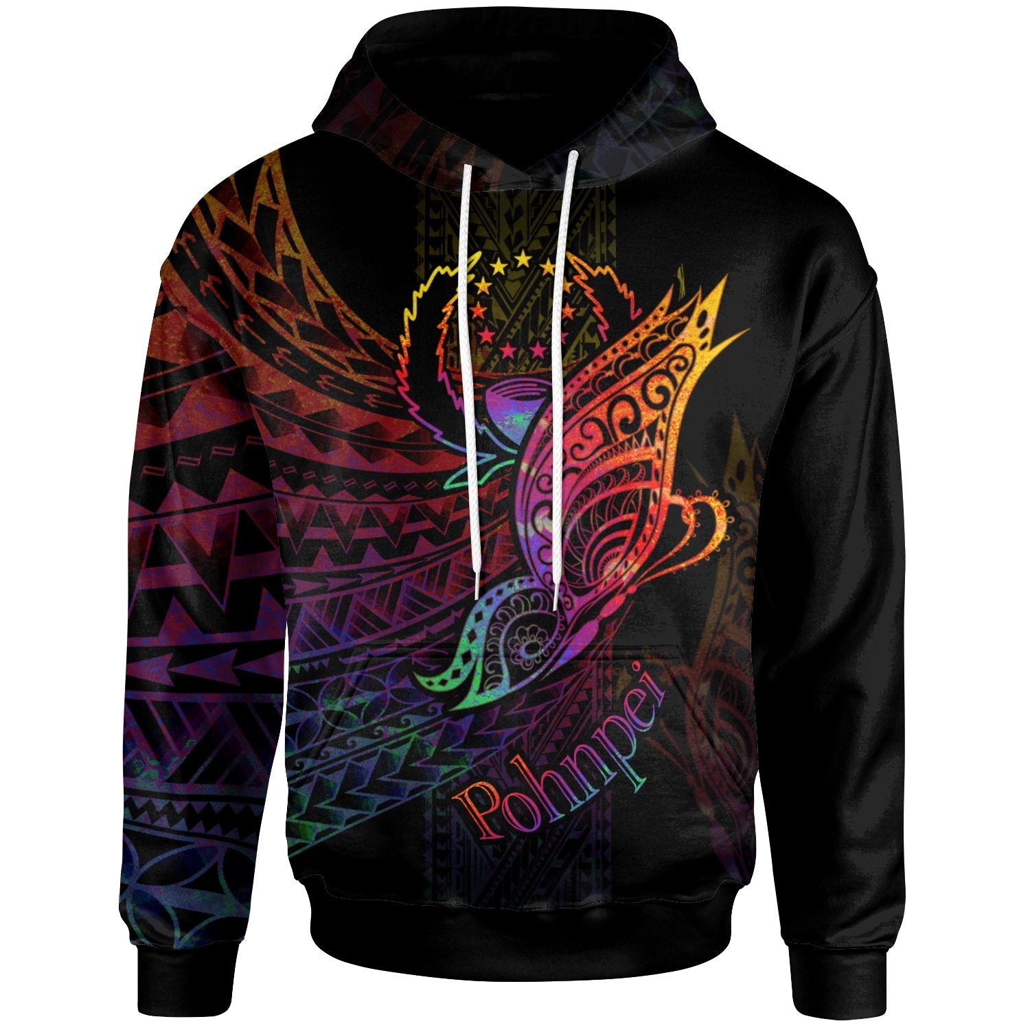 Pohnpei Hoodie Butterfly Polynesian Style