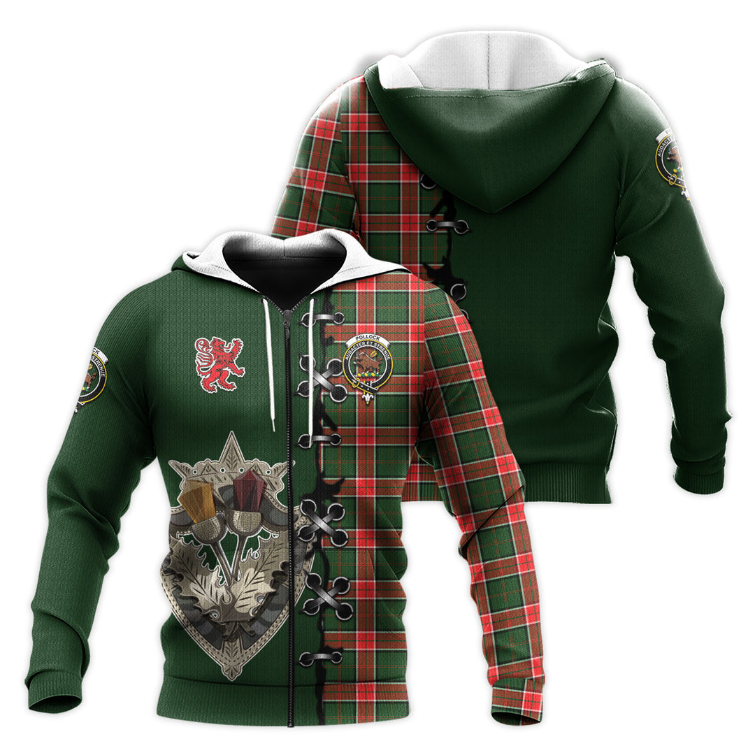 Printivon Pollock Modern Tartan Hoodie Lion Rampant And Celtic Thistle Style