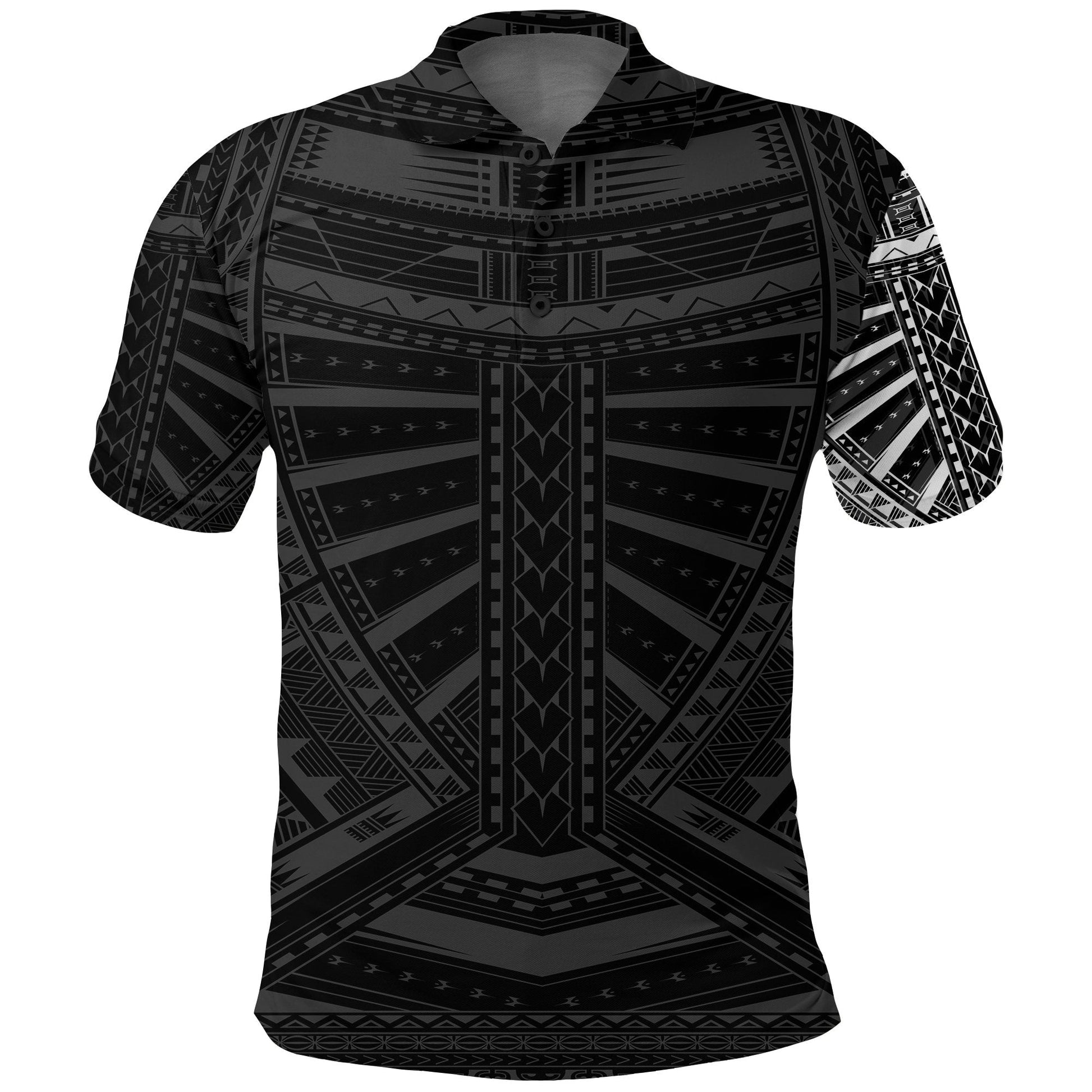 New Zealand Polo Shirt, Maori Samoan Polynesian Tattoo Golf Shirt - White