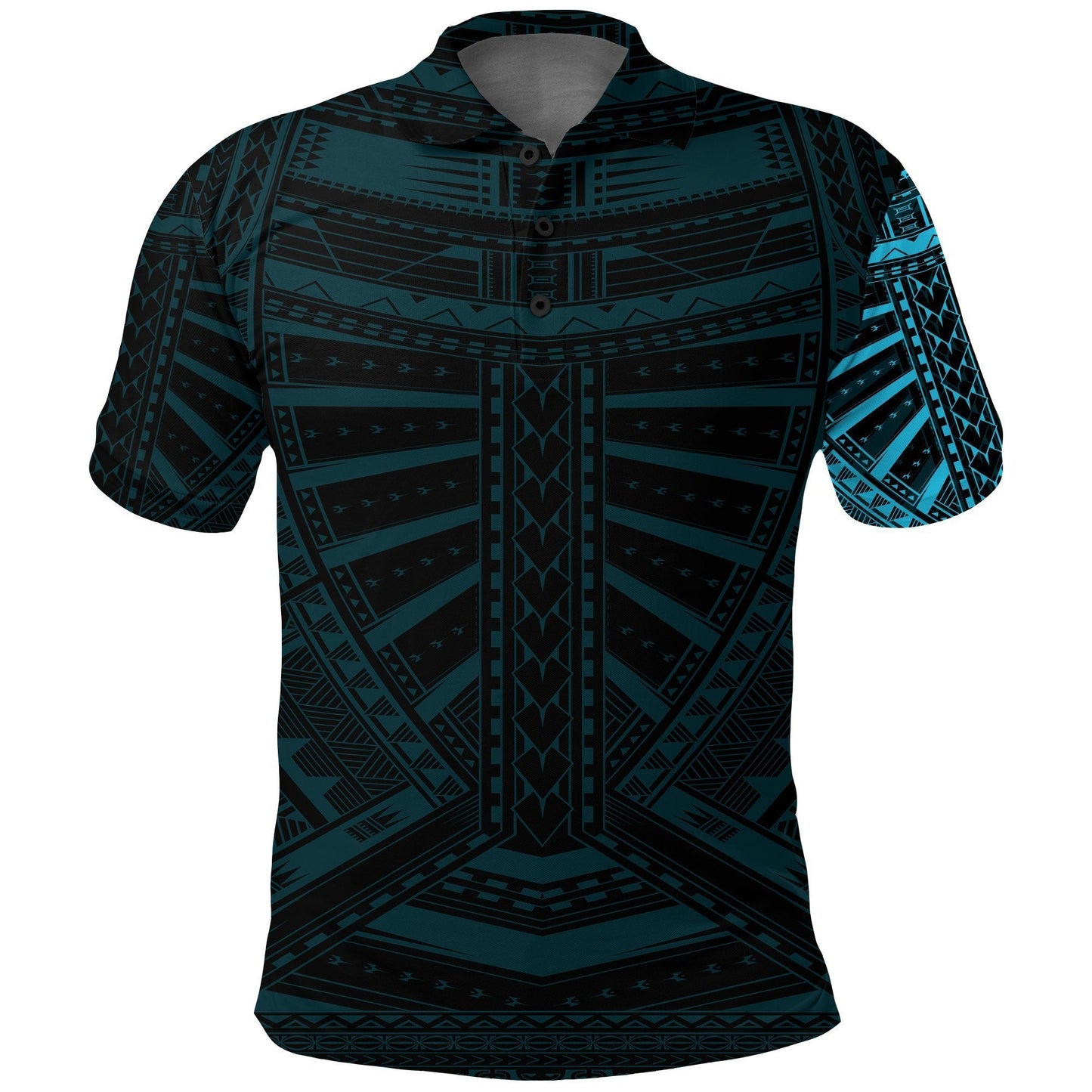 New Zealand Polo Shirt, Maori Samoan Polynesian Tattoo Golf Shirt - Blue