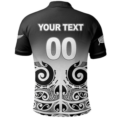 Custom Personalised New Zealand Rugby Polo Shirt - Maori Haka Black style