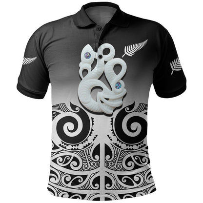 Custom Personalised New Zealand Rugby Polo Shirt - Maori Manaia Black style