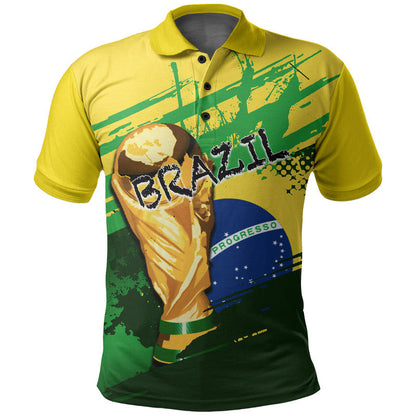 (Custom And Number) Brazil World Cup Soccer Polo Shirt
